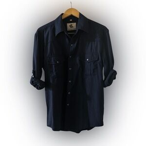 Men's Dark Blue Casual Button Down Shirt